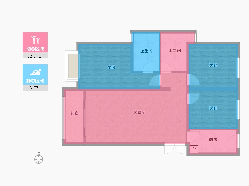 河北省-邯郸市-荣科家苑-85.81-户型库-动静分区