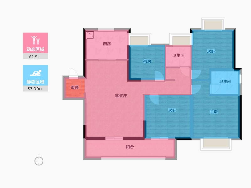 江苏省-淮安市-融创广场-102.40-户型库-动静分区