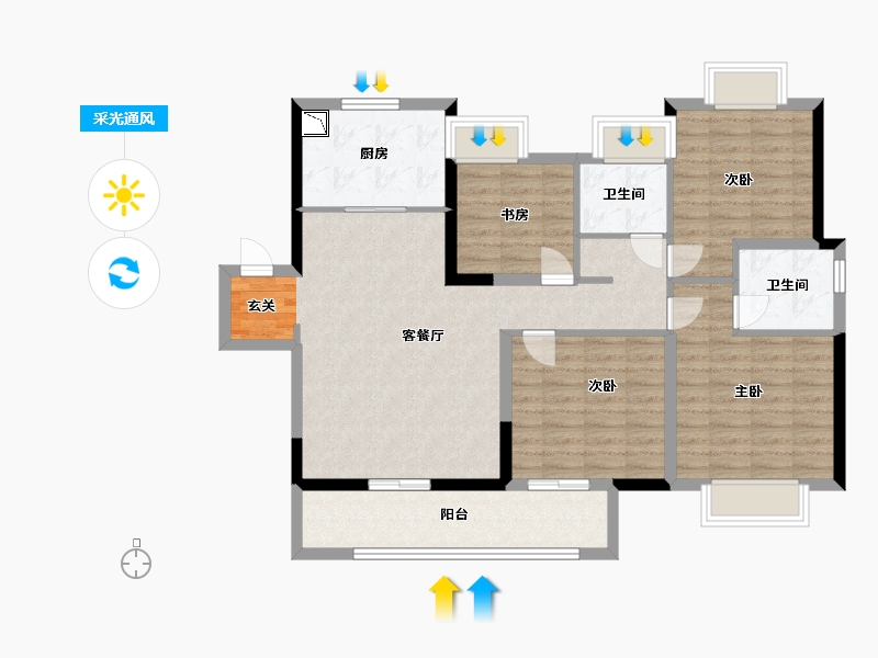 江苏省-淮安市-融创广场-102.40-户型库-采光通风