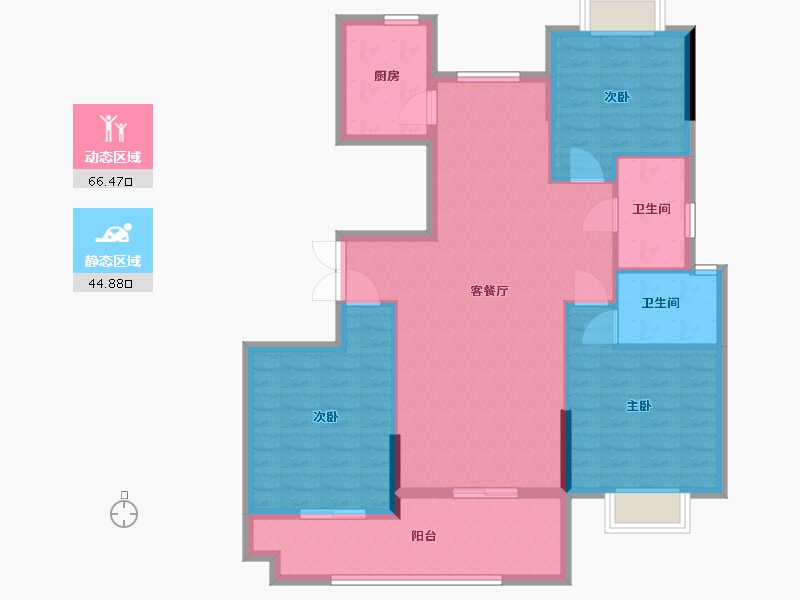 江苏省-南通市-沪润金域蓝湾-100.80-户型库-动静分区