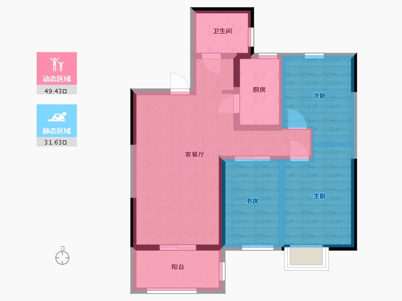 河南省-郑州市-鑫苑府-71.39-户型库-动静分区