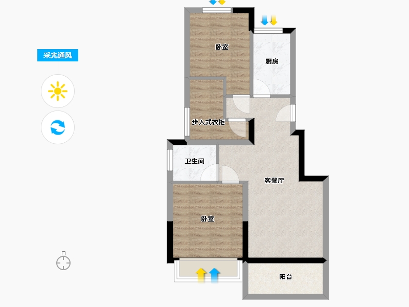 浙江省-嘉兴市-鸿翔紫藤里-61.00-户型库-采光通风