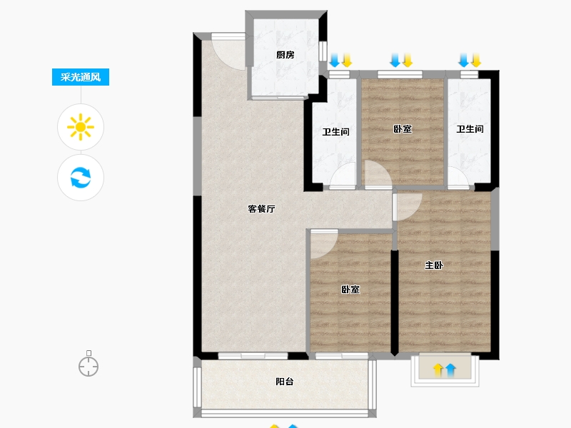 福建省-莆田市-保利城·天宸-89.00-户型库-采光通风