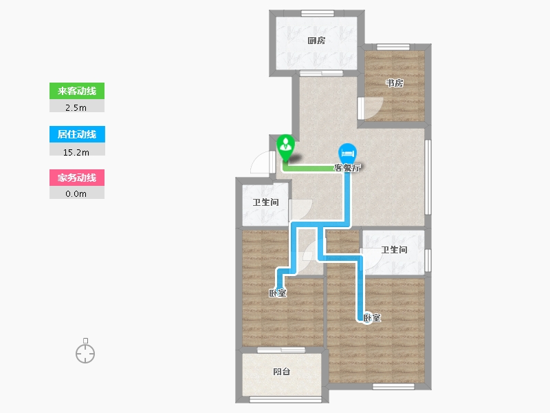 浙江省-宁波市-中北星园-78.00-户型库-动静线