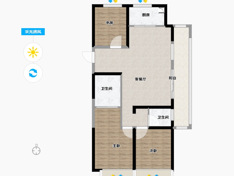 江苏省-徐州市-东方兰园-104.00-户型库-采光通风