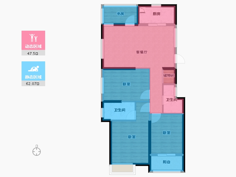 浙江省-宁波市-万年卡美丽亚-98.00-户型库-动静分区