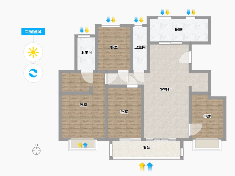 浙江省-宁波市-大爱书院小镇-115.06-户型库-采光通风