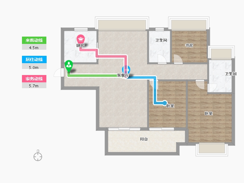 江苏省-苏州市-九龙仓时代上城国宾峯-96.00-户型库-动静线