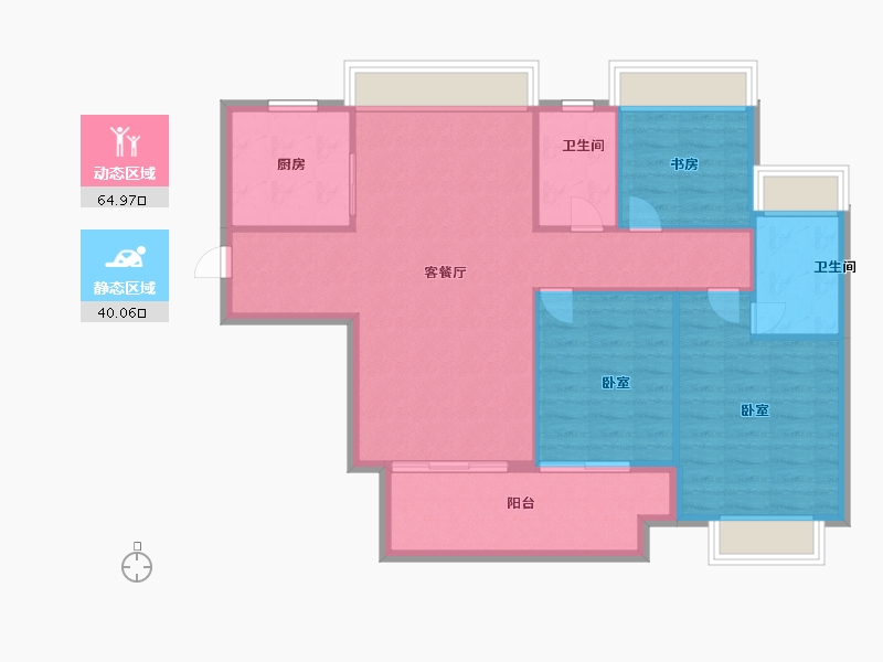 江苏省-苏州市-九龙仓时代上城国宾峯-96.00-户型库-动静分区