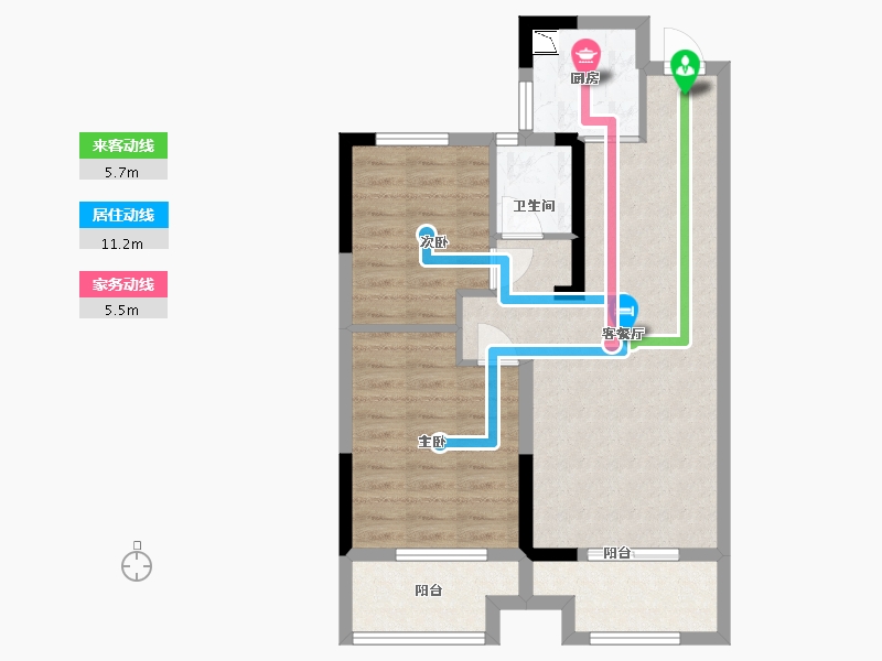 江苏省-淮安市-天生赢家二期-66.36-户型库-动静线