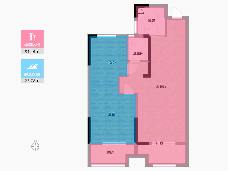 江苏省-淮安市-天生赢家二期-66.36-户型库-动静分区