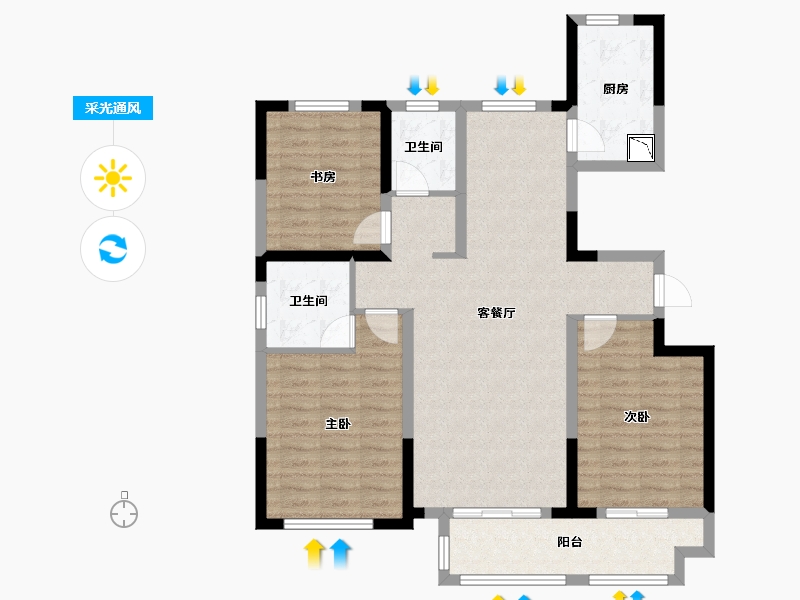 江苏省-徐州市-盛业和园-96.32-户型库-采光通风