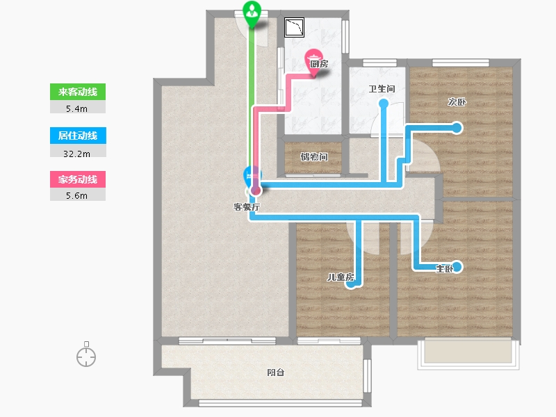 江苏省-徐州市-万科·翡翠之光-117.58-户型库-动静线