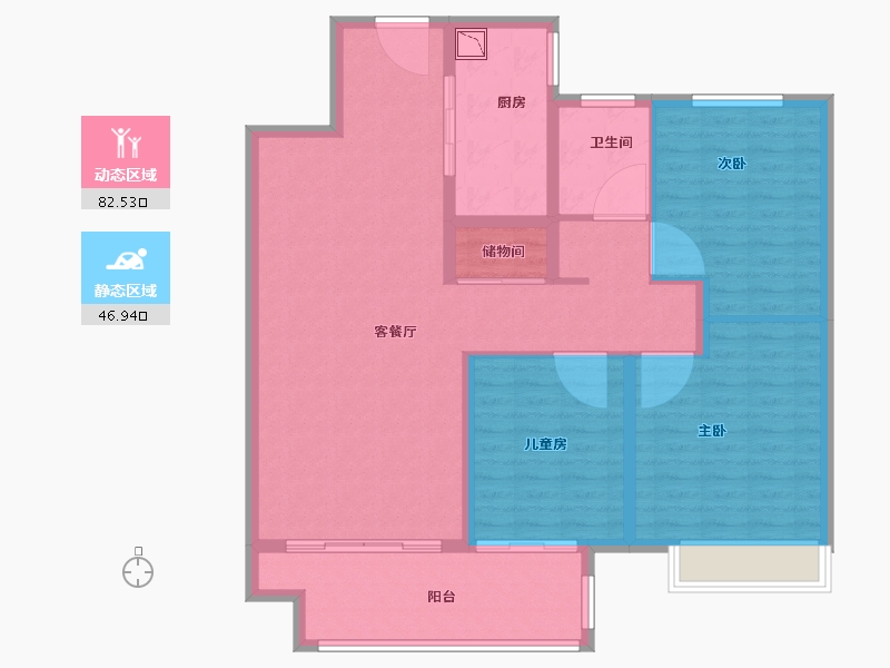 江苏省-徐州市-万科·翡翠之光-117.58-户型库-动静分区