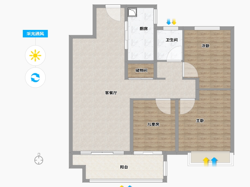 江苏省-徐州市-万科·翡翠之光-117.58-户型库-采光通风