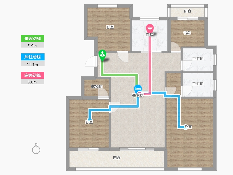 浙江省-宁波市-中北星园-102.00-户型库-动静线