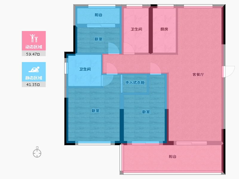 浙江省-宁波市-时代·璟悦府-90.00-户型库-动静分区