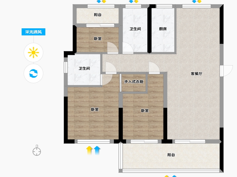 浙江省-宁波市-时代·璟悦府-90.00-户型库-采光通风