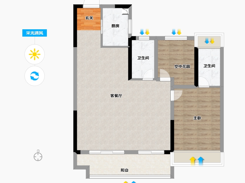 安徽省-滁州市-华侨城欢乐明湖-87.00-户型库-采光通风