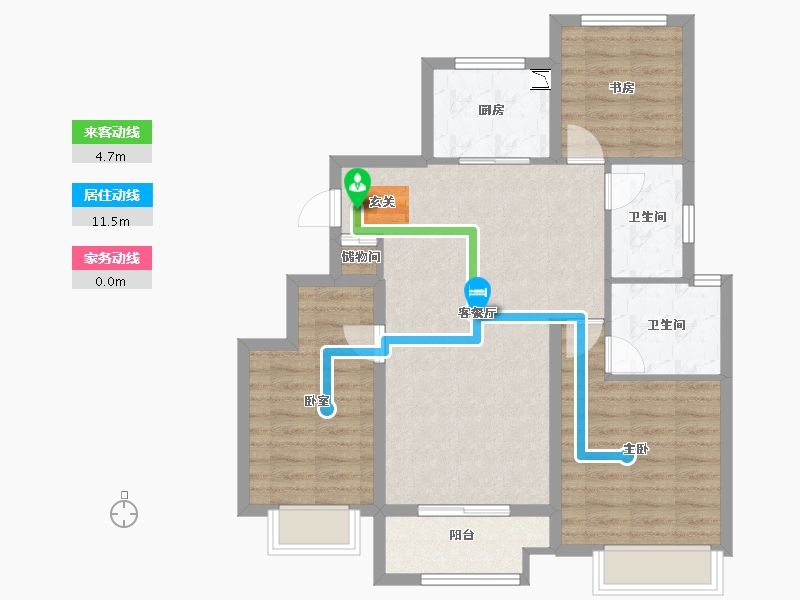 浙江省-宁波市-万科翰林甲第-83.80-户型库-动静线