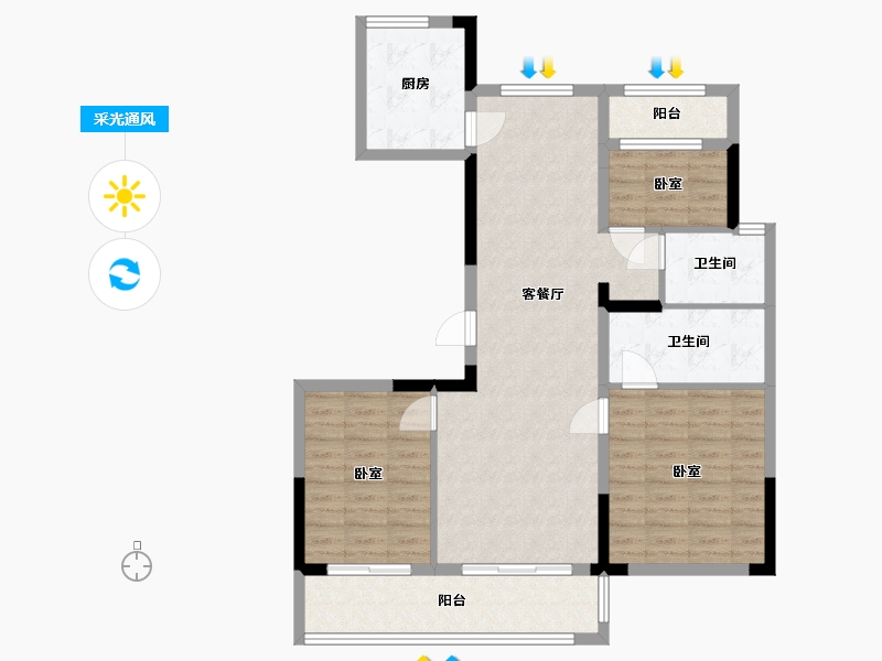 浙江省-宁波市-时代·璟悦府-94.00-户型库-采光通风