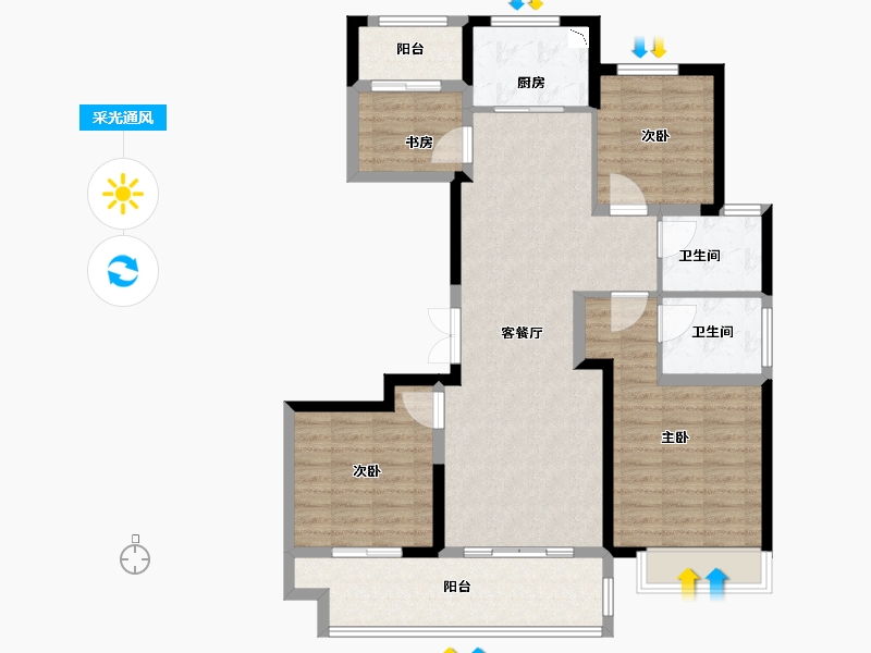 江苏省-徐州市-东方兰园-104.00-户型库-采光通风