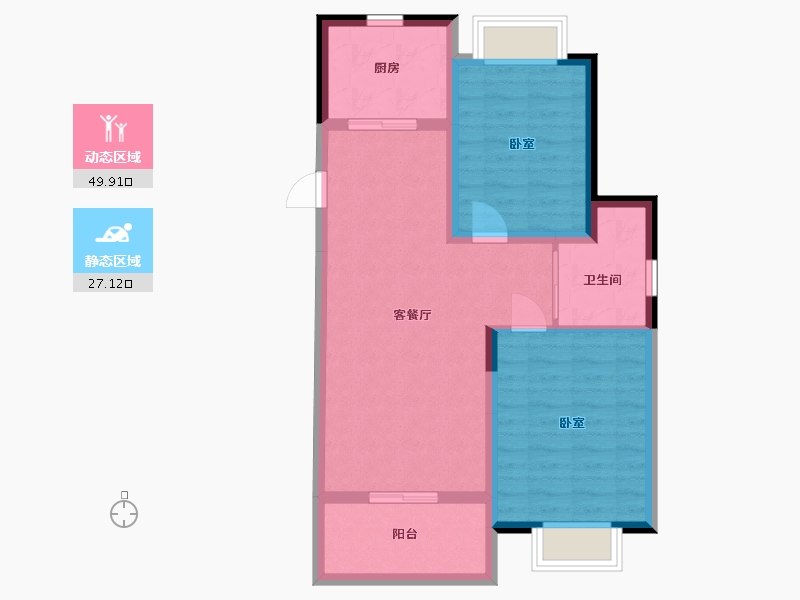 浙江省-嘉兴市-绿城·乌镇雅园-68.87-户型库-动静分区