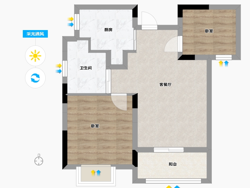 浙江省-嘉兴市-绿城·乌镇雅园-53.14-户型库-采光通风