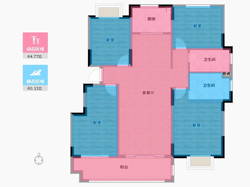 安徽省-淮南市-华城舜山名邸-112.00-户型库-动静分区