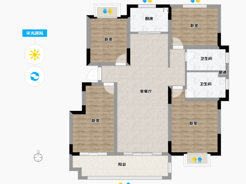 安徽省-淮南市-华城舜山名邸-112.00-户型库-采光通风