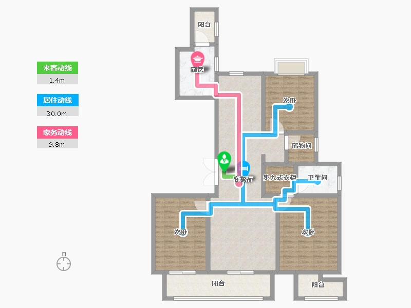 江苏省-扬州市-京华青庭-124.31-户型库-动静线