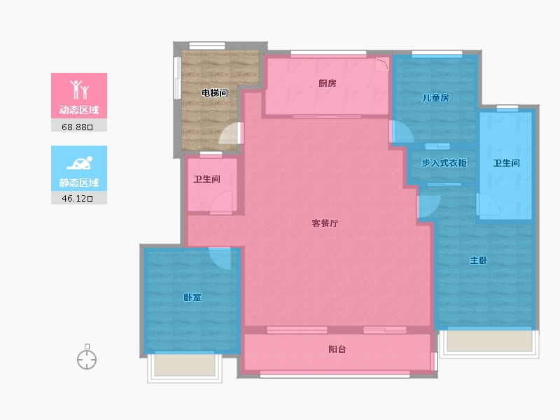 浙江省-宁波市-万科翰林甲第-111.00-户型库-动静分区