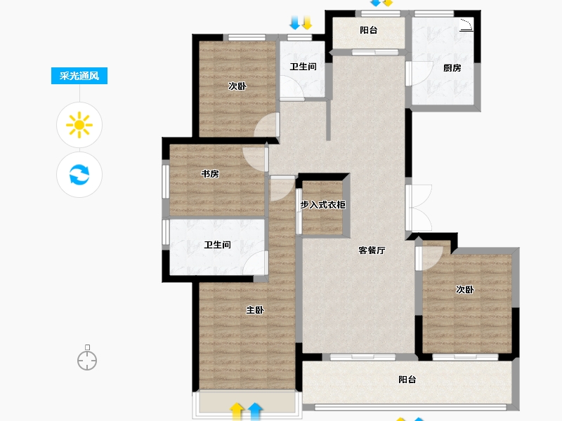 江苏省-徐州市-东方兰园-124.01-户型库-采光通风