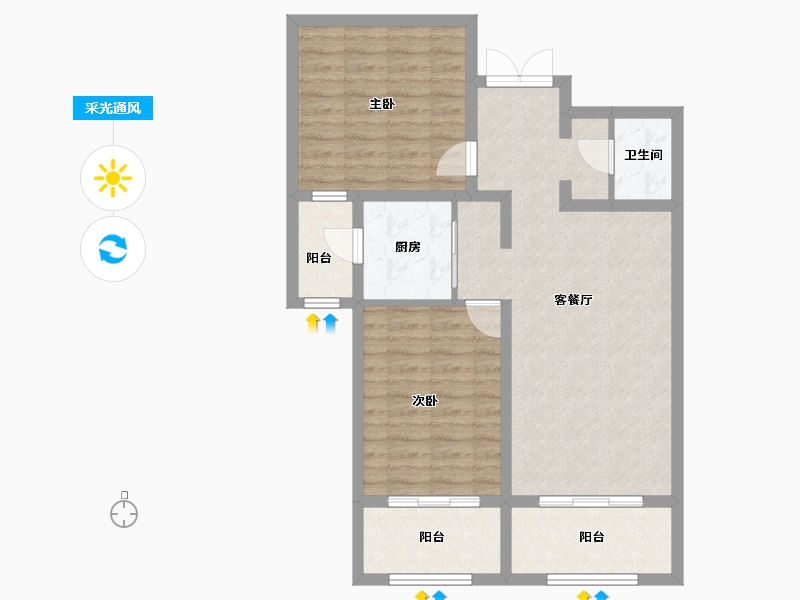 甘肃省-兰州市-众邦金水湾1号院-80.87-户型库-采光通风