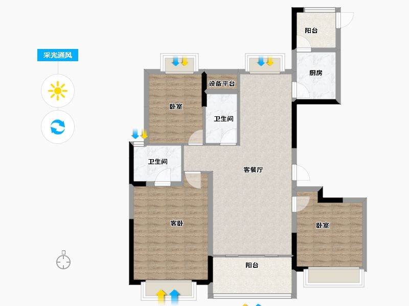 浙江省-宁波市-荣安香园2期-110.00-户型库-采光通风