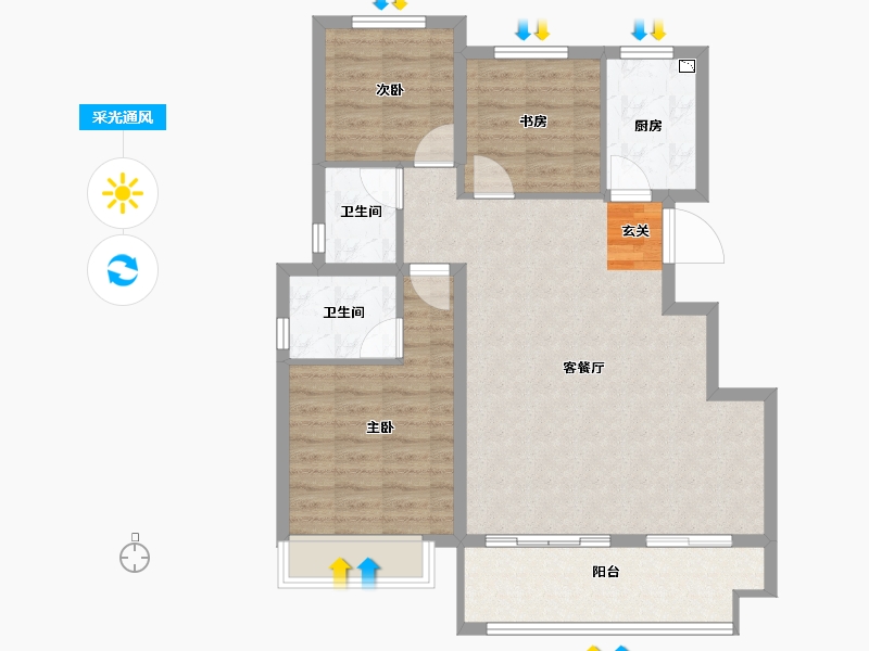 安徽省-滁州市-文一桃李春风-87.00-户型库-采光通风