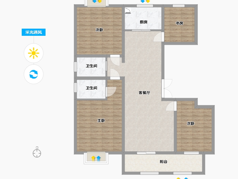 江苏省-淮安市-伊顿公馆-121.60-户型库-采光通风