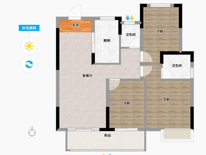 安徽省-滁州市-明发水韵桃源-94.00-户型库-采光通风