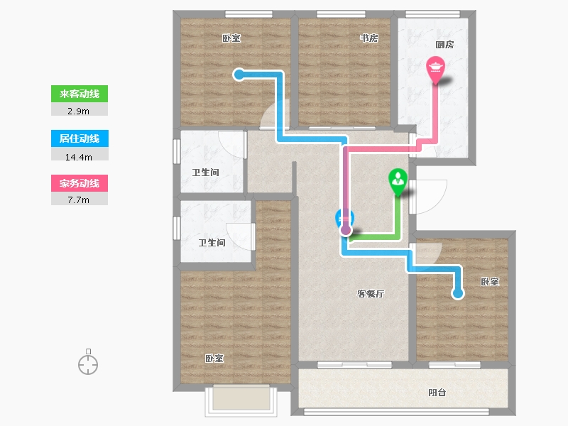 浙江省-宁波市-雅戈尔壹号-114.00-户型库-动静线