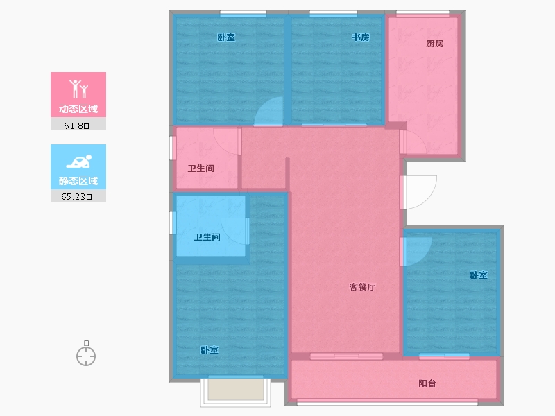 浙江省-宁波市-雅戈尔壹号-114.00-户型库-动静分区