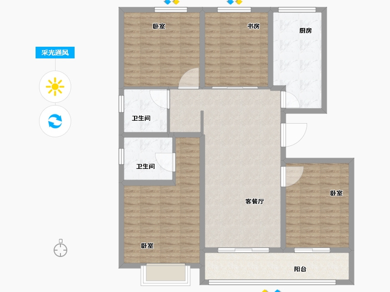 浙江省-宁波市-雅戈尔壹号-114.00-户型库-采光通风