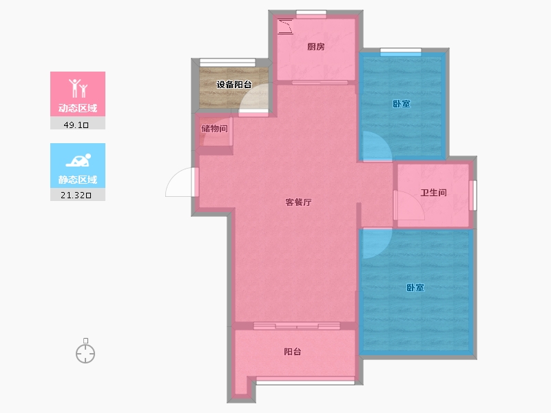 浙江省-宁波市-万年卡美丽亚-66.00-户型库-动静分区