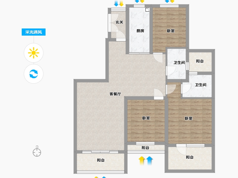 浙江省-湖州市-湖州恒大悦珑湾-104.00-户型库-采光通风