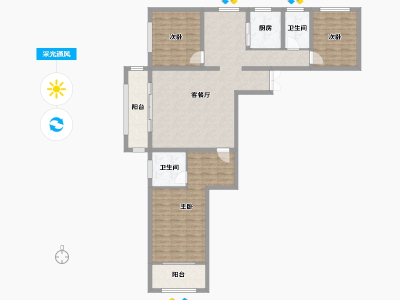 甘肃省-兰州市-众邦金水湾1号院-110.51-户型库-采光通风