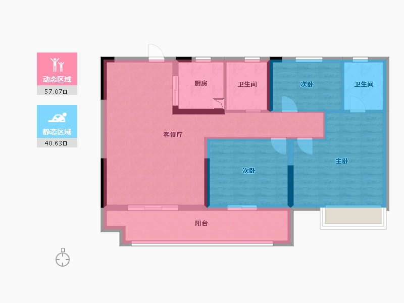 江苏省-淮安市-天生赢家二期-87.20-户型库-动静分区