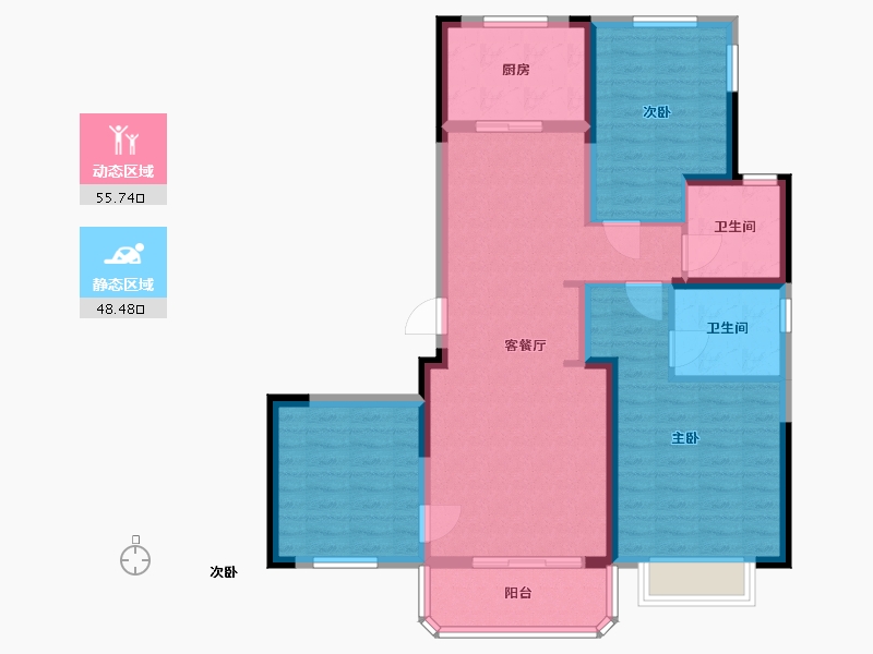 浙江省-宁波市-龙湖天琅-93.00-户型库-动静分区