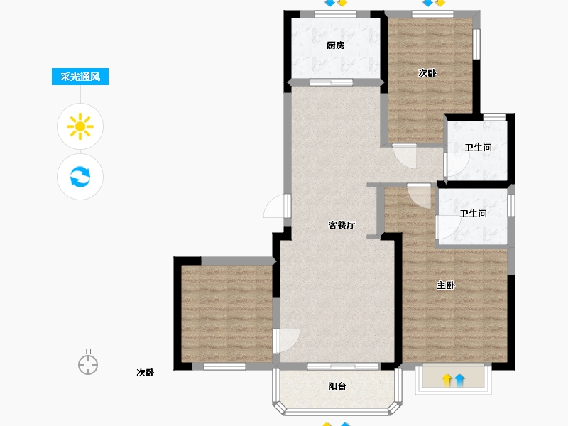 浙江省-宁波市-龙湖天琅-93.00-户型库-采光通风