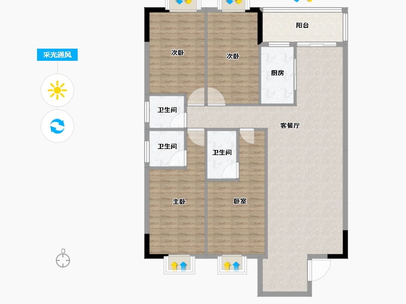 福建省-莆田市-凤达·南湖佳园-135.01-户型库-采光通风