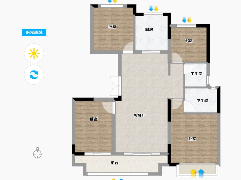 安徽省-芜湖市-中梁龍玺台-102.00-户型库-采光通风