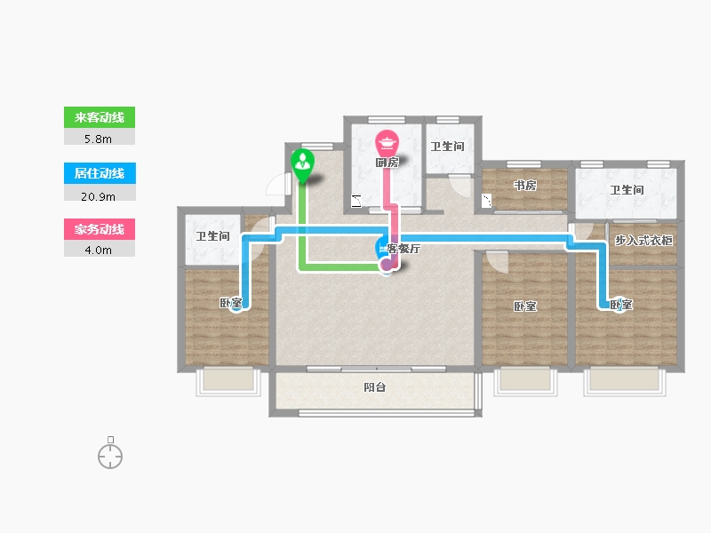 浙江省-宁波市-维科·水岸春晖-125.00-户型库-动静线